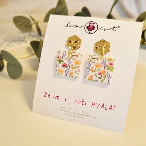 Uhani - Roza kvadrat